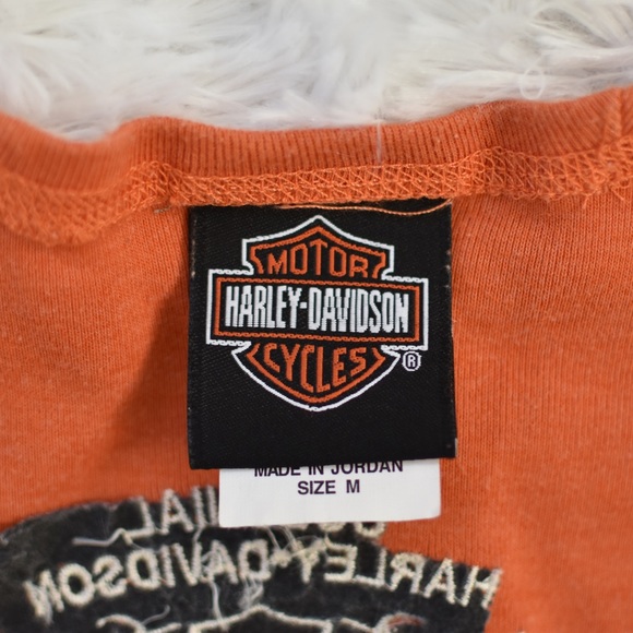 Harley Davidson Orange Embroidered Eagle T-Shirt - Picture 5 of 6